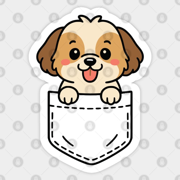 Cute Shih Tzu Puppy Pocket Pal Funny Shih Tzu Small Dog Sticker by Yesteeyear